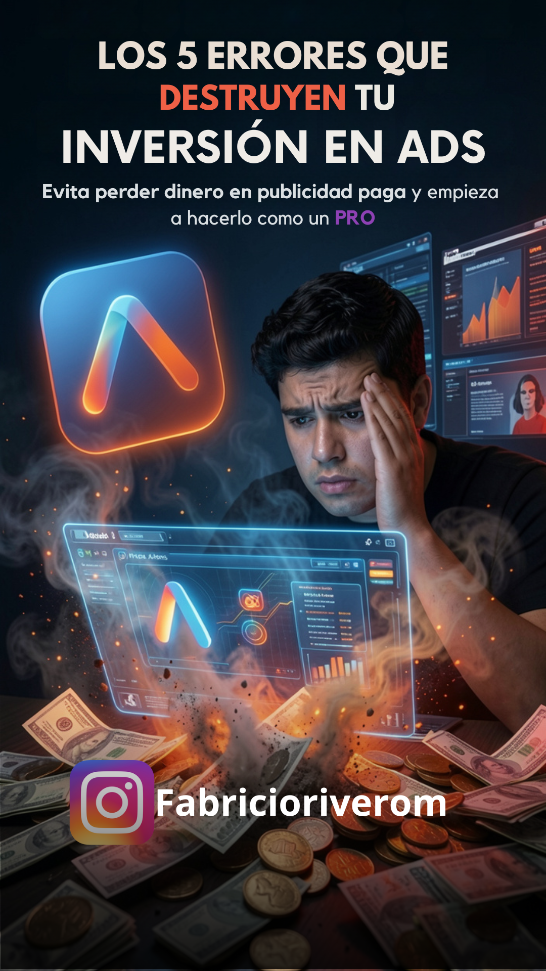 Portada de la guía: Los 5 errores que destruyen tu inversión en ads